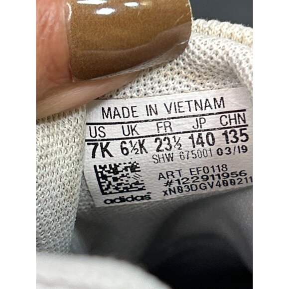 Adidas Kids White & Black Hook & Loop Sneakers Size 7K - Picture 6 of 7